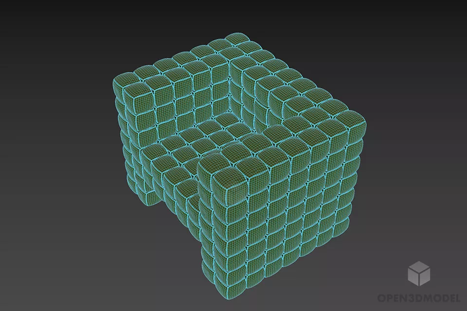 Comfortable Cube Armchair 3d model 2