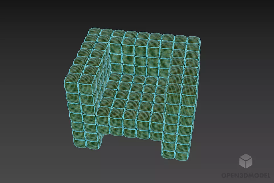 Comfortable Cube Armchair 3d model 3