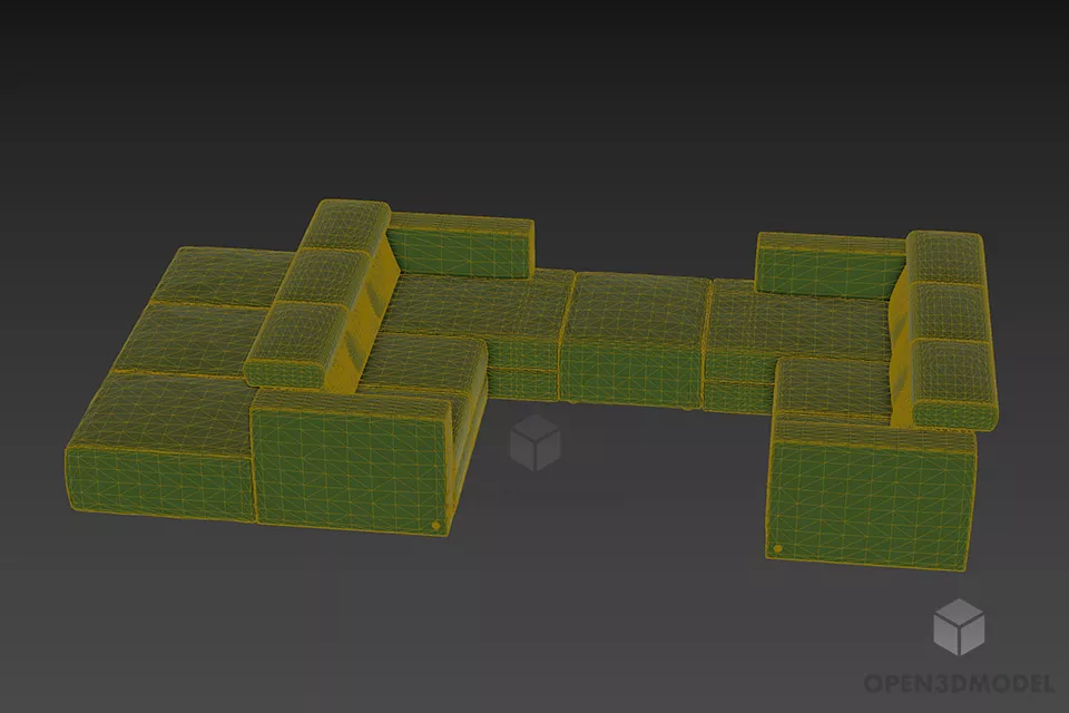 Modular Upholstery Sofa 3d model 3