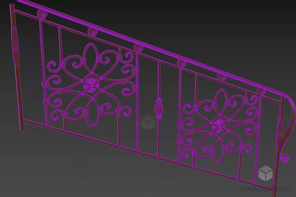 Wrought Iron Handrail Stair 3d model 3