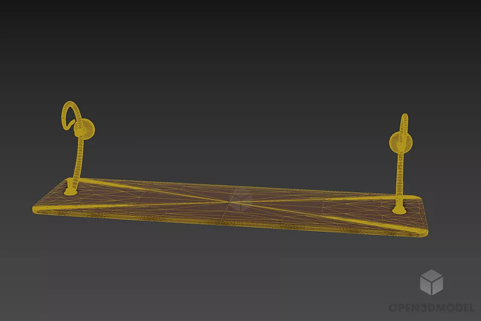 Glass Shelf With Steel Hanger 3d model 3