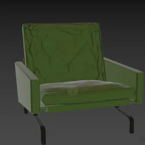 Leather Armchair With Stainless Steel Leg 3d model