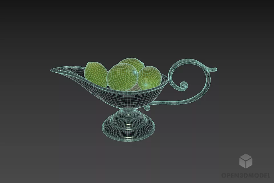 Antique Silver Fruit Vase 3d model 3