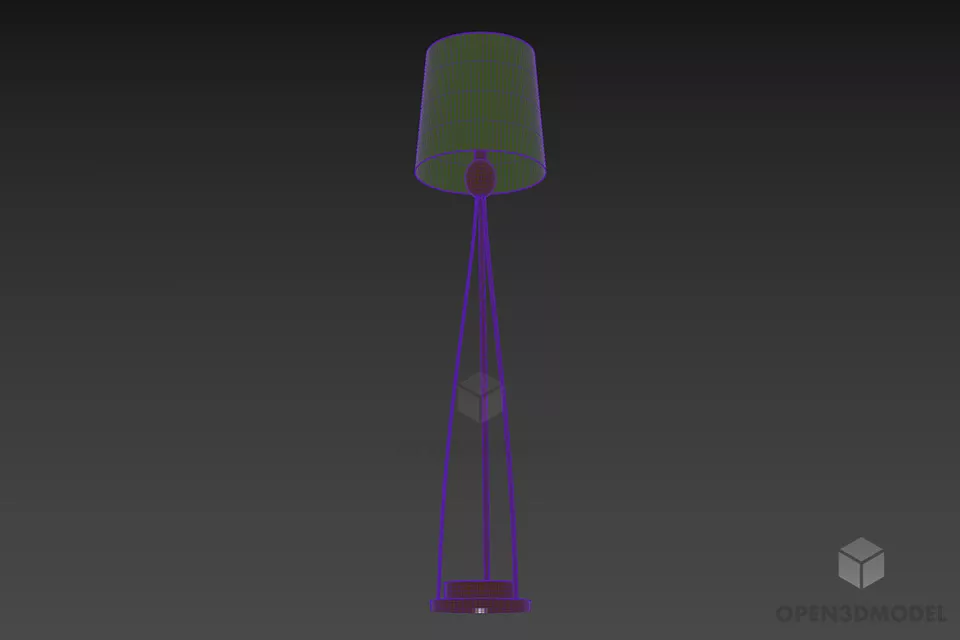 Torchere Lamp With Plastic Shade 3d model 2