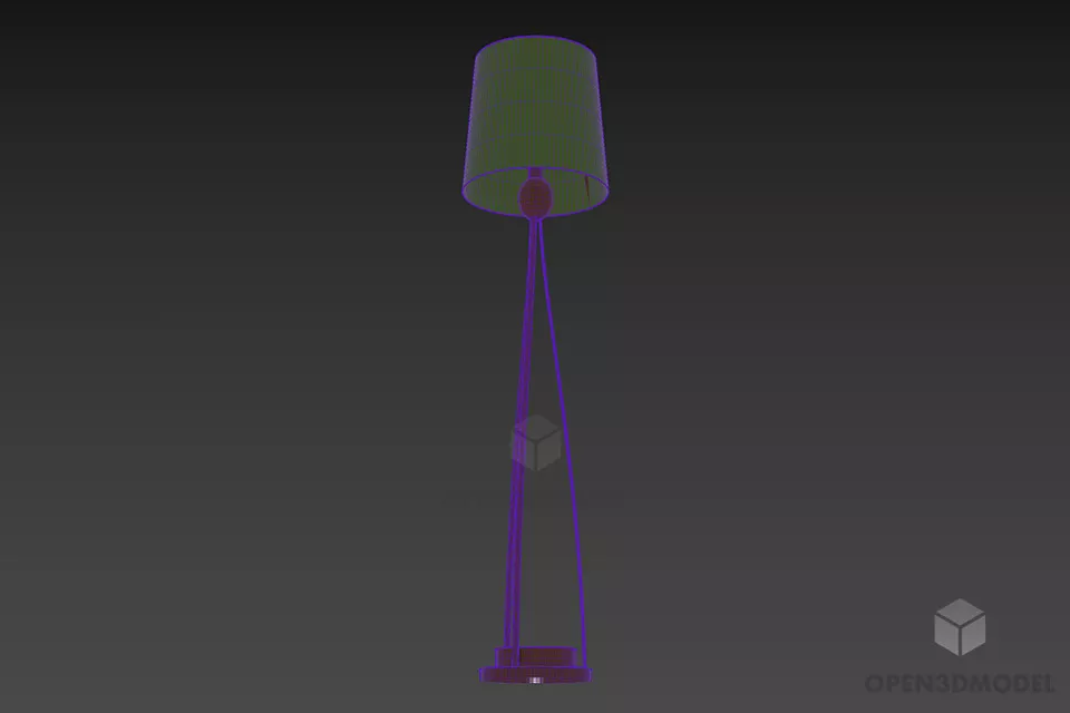 Torchere Lamp With Plastic Shade 3d model 3