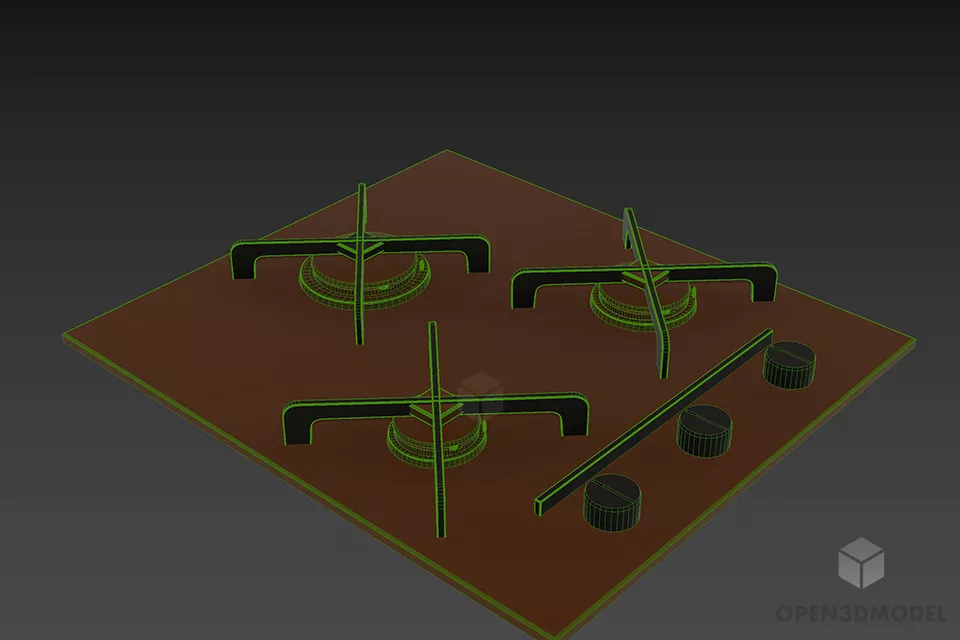 Gas Stove Fornelli 3d model 2