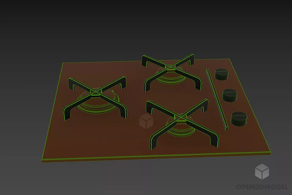 Gas Stove Fornelli 3d model 3