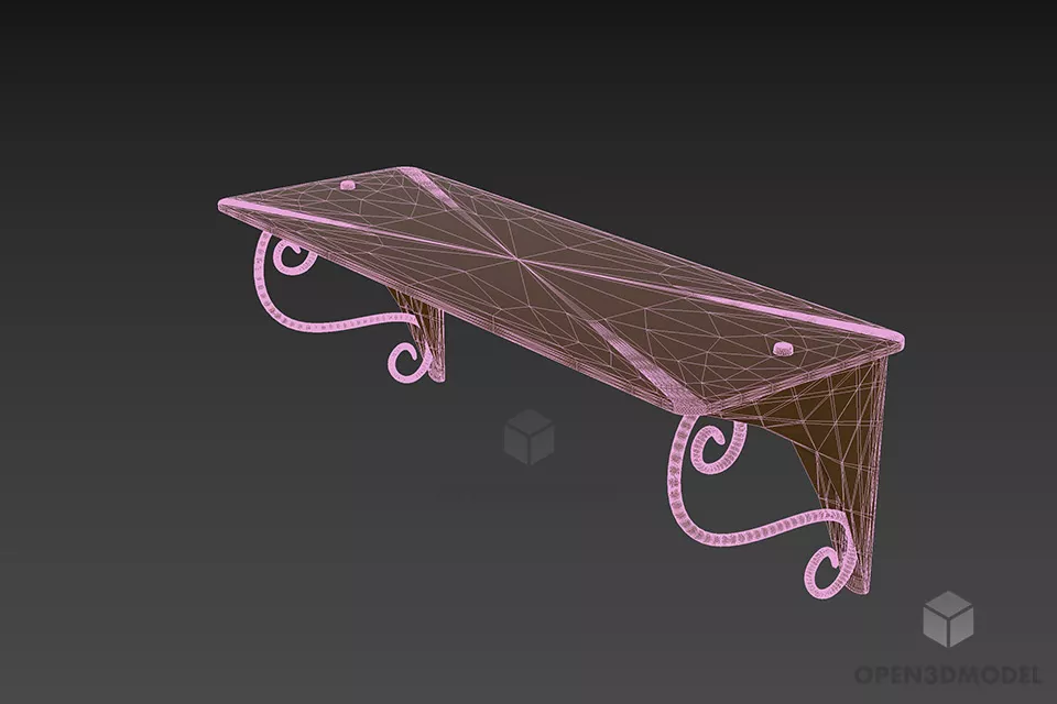 Bathroom Glass Shelf Wall Mounted 3d model 2