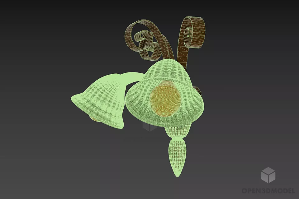 Silver Sconce Lamp Flower Shade 3d model 2