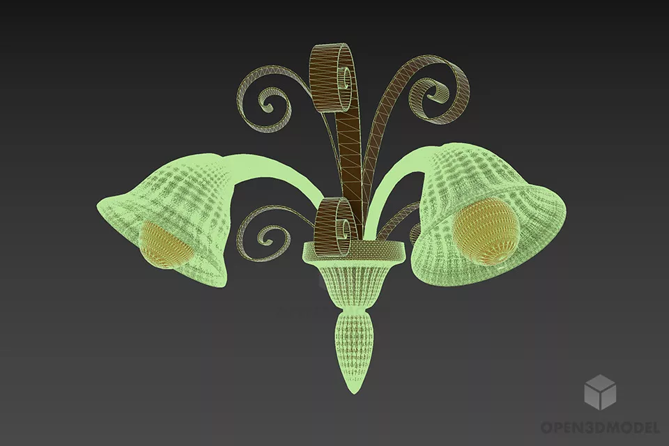Silver Sconce Lamp Flower Shade 3d model 3