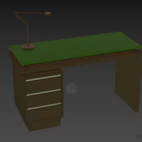 Work Table With Drawers With Glass Top 3d model