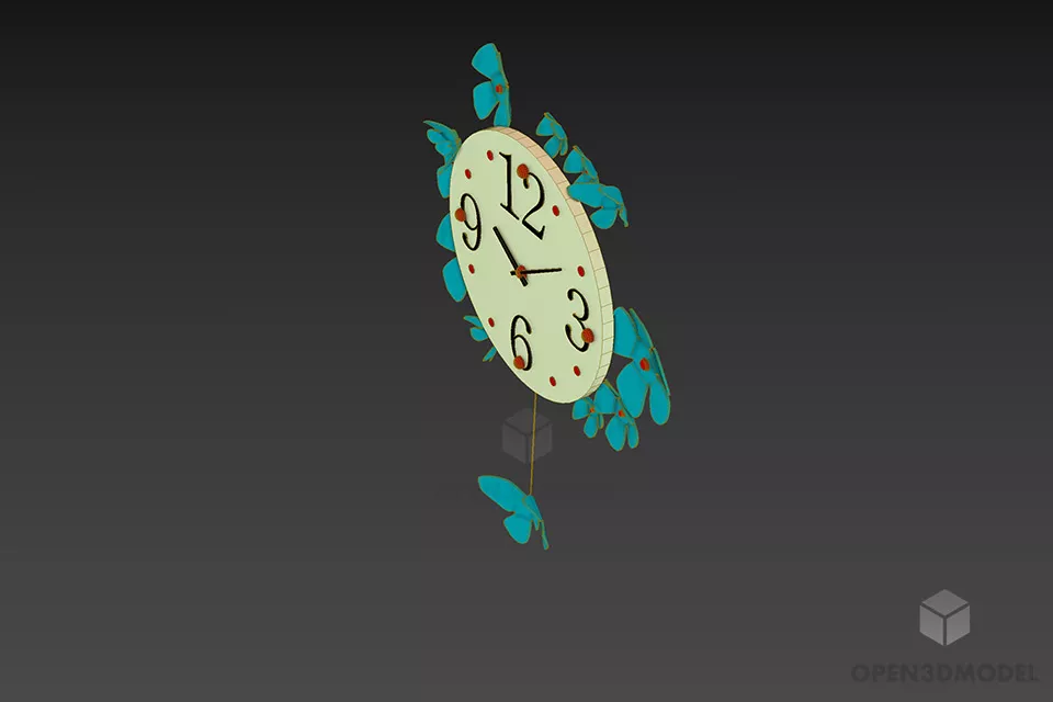 Simple Round Clock With Decoration 3d model 2