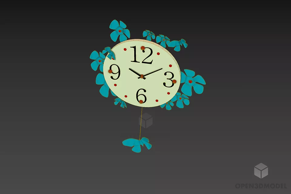 Simple Round Clock With Decoration 3d model 3