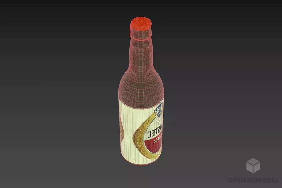 Bottle Beer With Label 3d model 2