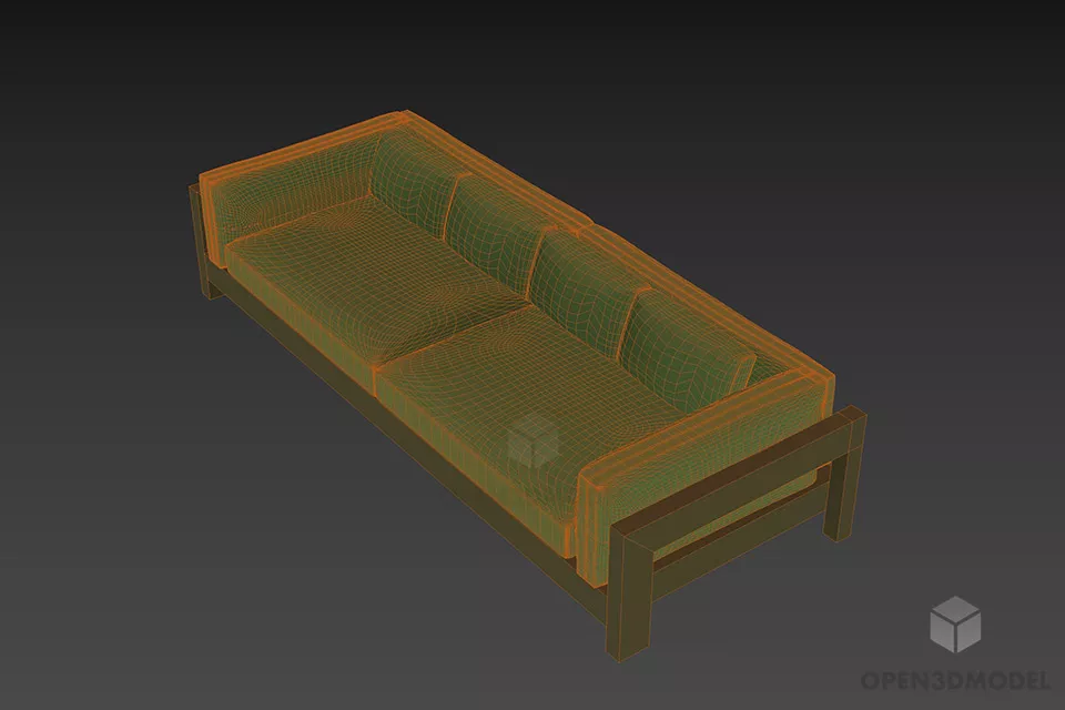 Sofa Wood Frame Upholstery Minotty 3d model 2