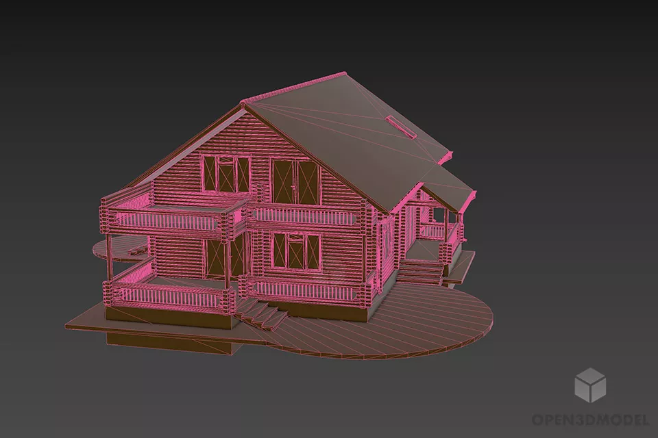 Small Roof House Wooden Material 3d model 3