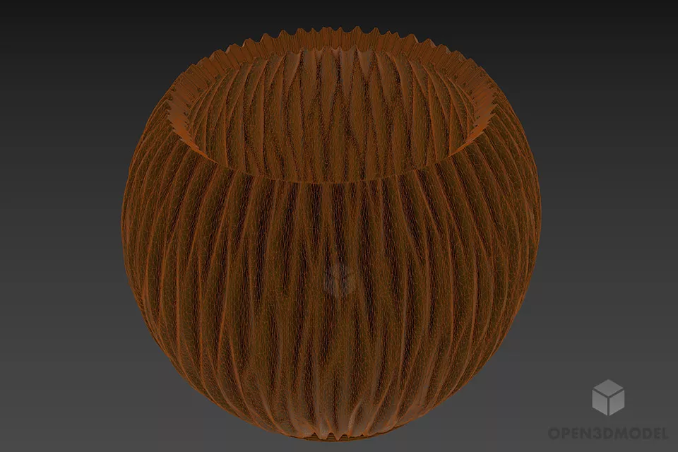 Vase With Trench Pattern 3d model 2