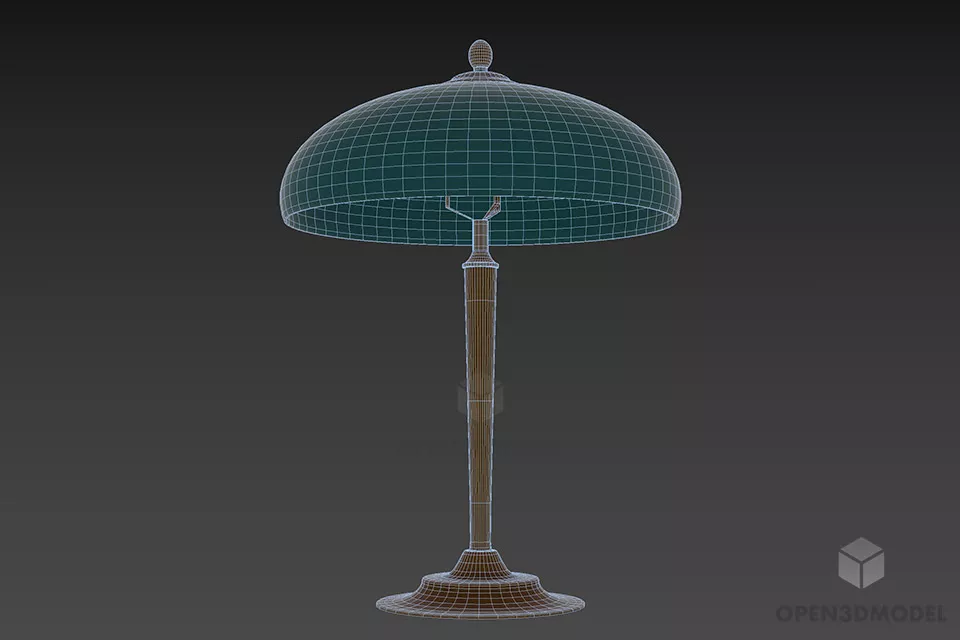 Steel Table Lamp Umbrella Shade 3d model 2