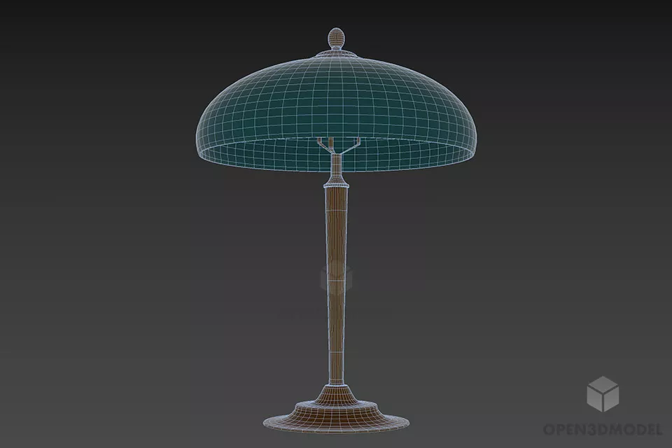 Steel Table Lamp Umbrella Shade 3d model 3