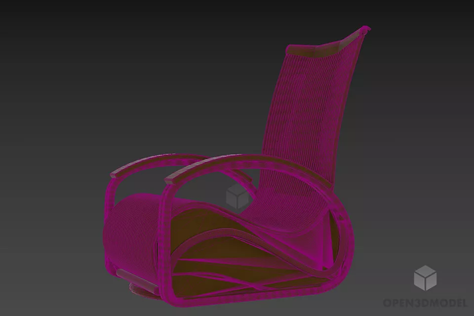 Lounge Armchair High Back 3d model 2