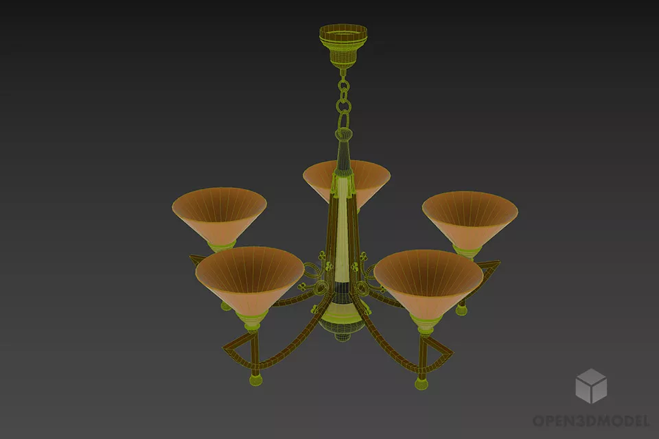 Elegant Pendant Lamp Cone Shade 3d model 2