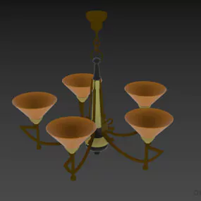 Elegant Pendant Lamp Cone Shade 3d model