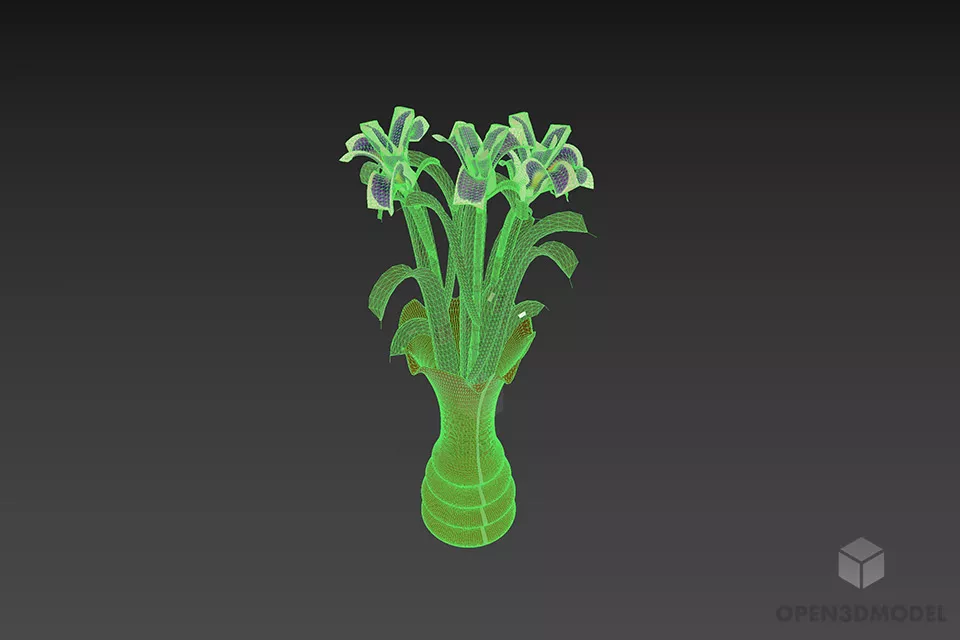 Glass Vase Flowers Lily 3d model 2