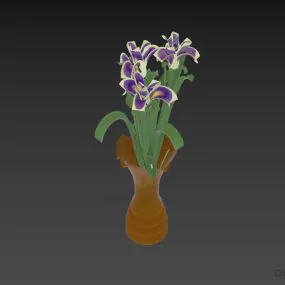 Glass Vase Flowers Lily 3d model