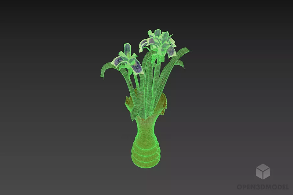 Glass Vase Flowers Lily 3d model 3