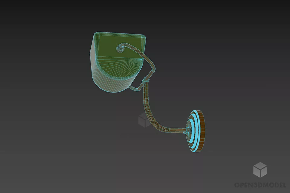 Brass Sconce Lamp Plastic Shade 3d model 2