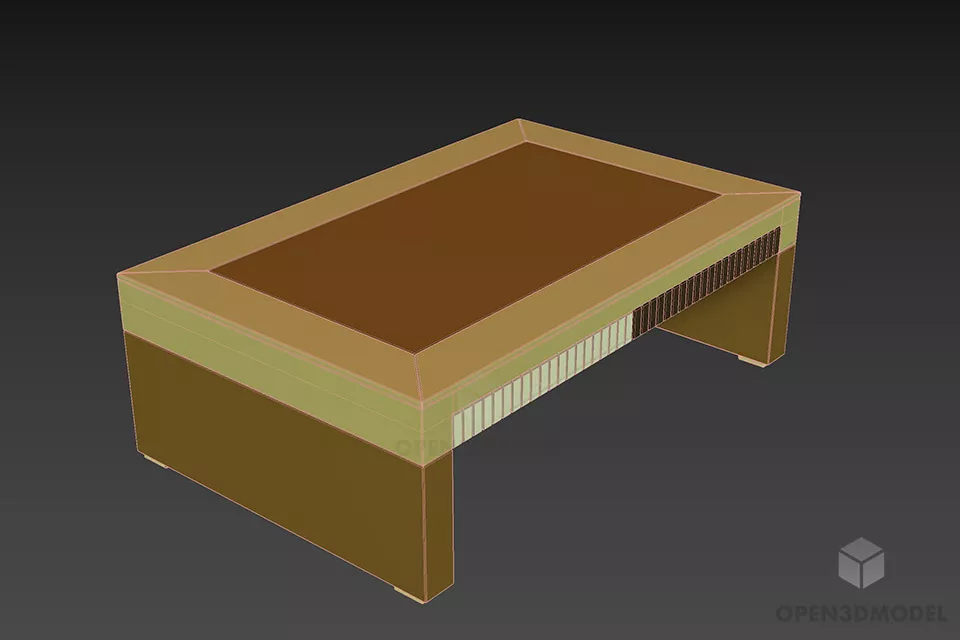 Walnut Table Luxury Style 3d model 2