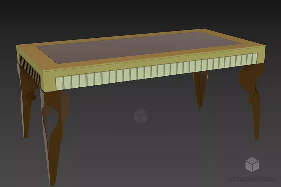 Glass Rectangle Table With Stand 3d model