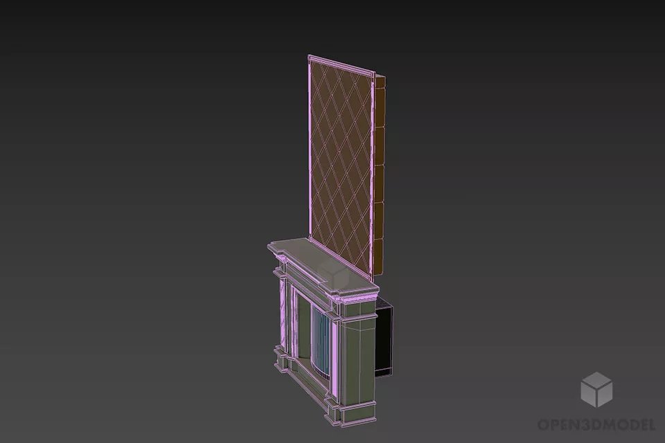 Marble Fireplace With Mirror 3d model 2