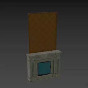 Marble Fireplace With Mirror 3d model
