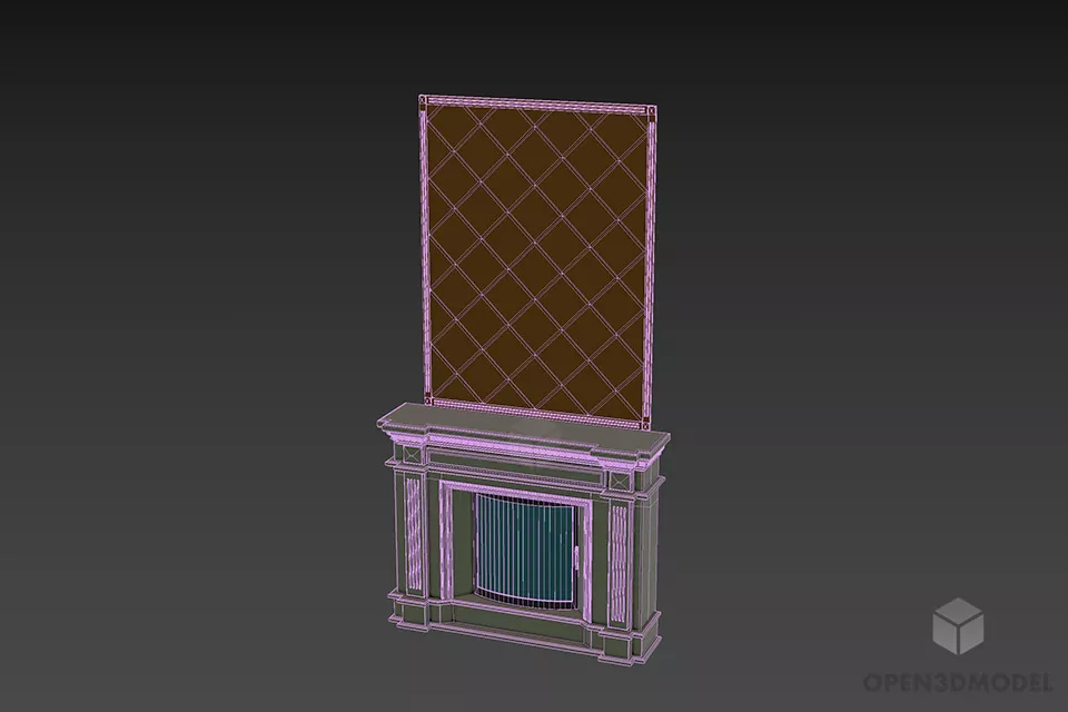 Marble Fireplace With Mirror 3d model 3