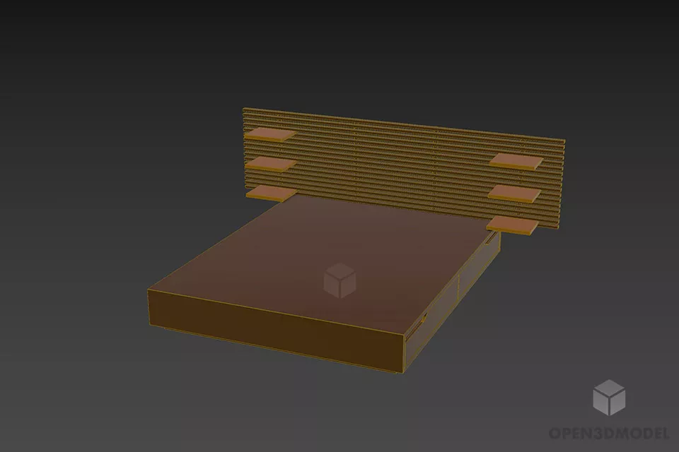 Simple Bed Ikea With Bookshelf 3d model 3