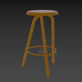 Wood Bar Chair Simple Style 3d model