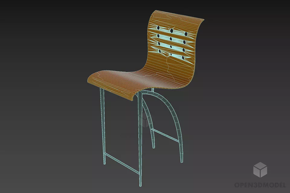 Plastic Coffee Chair With Curved Leg 3d model 2