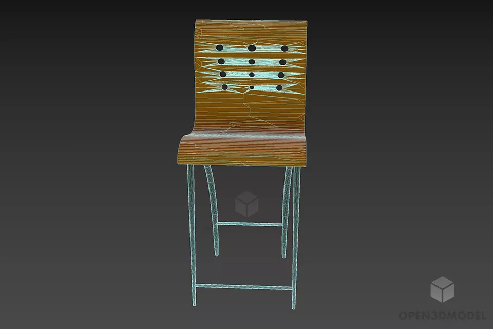 Plastic Coffee Chair With Curved Leg 3d model 3