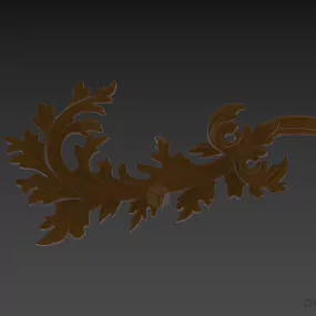 Curved Floral Decoration Plaster 3d model