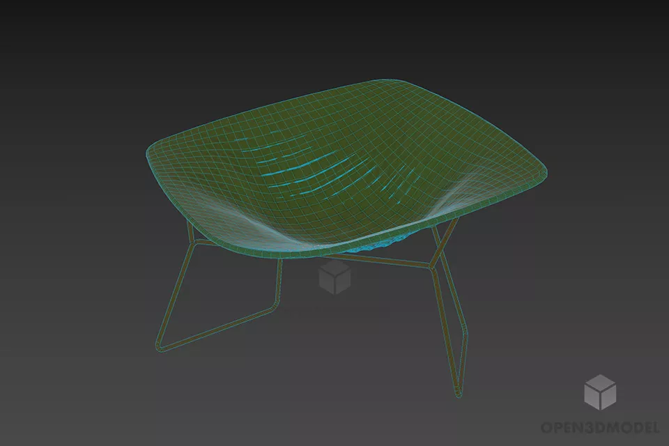 Armchair Knoll Red Diamond Shape 3d model 2