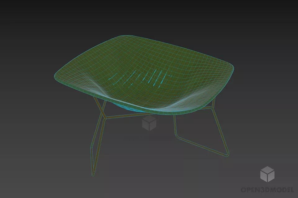 Armchair Knoll Red Diamond Shape 3d model 3