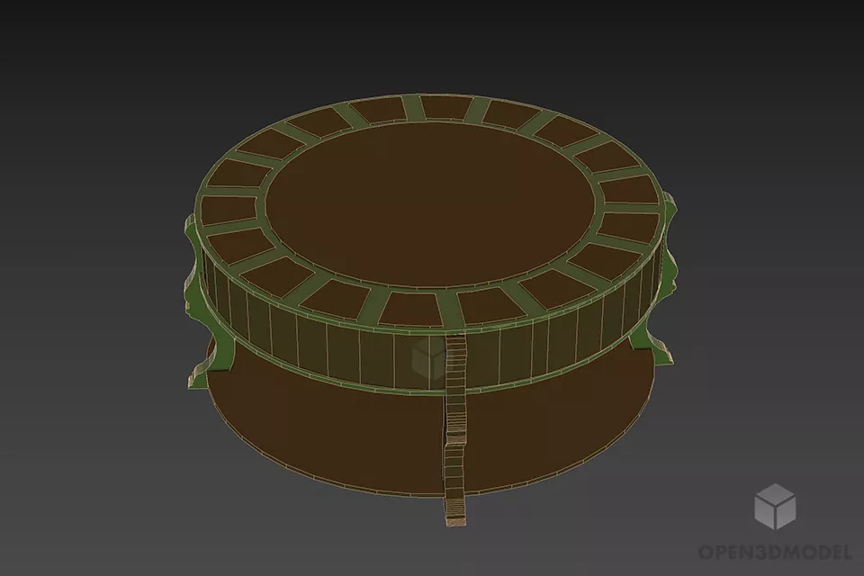 Round Carved Table With Curved Stand 3d model 2