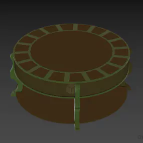 Round Carved Table With Curved Stand 3d model