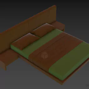 Hotel Bed Euro With Blanket Set 3d model