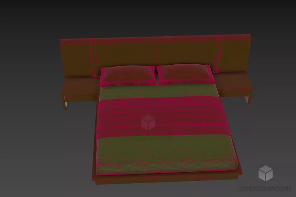 Hotel Bed Euro With Blanket Set 3d model 3