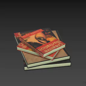Books Stack On Floor 3d model