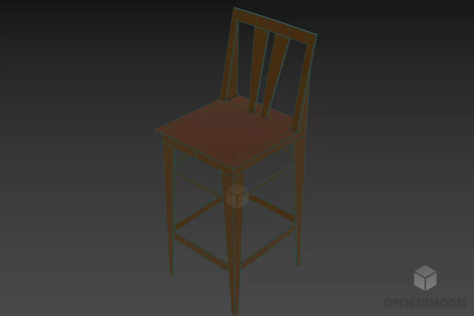 High Bar Chair Black 3d model 2