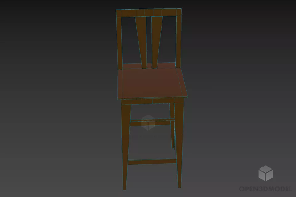 High Bar Chair Black 3d model 3