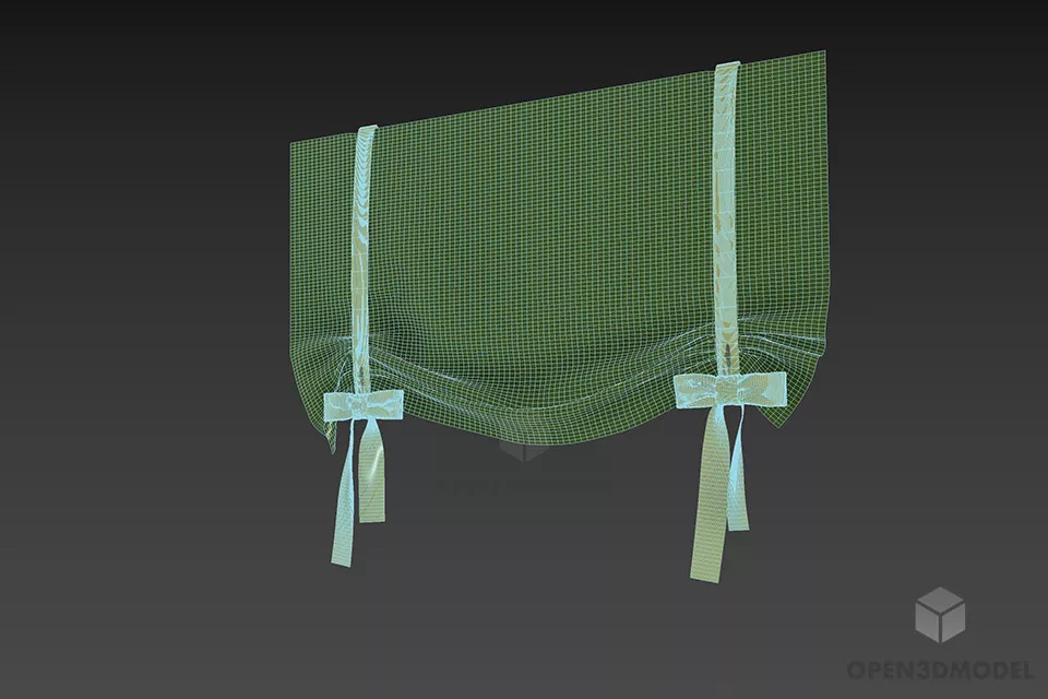Curtain With Hanger And Wire 3d model 2
